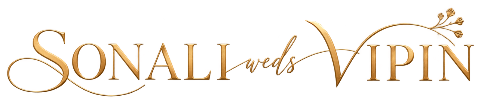 Sonali weds Vipin — gold wedding wordmark