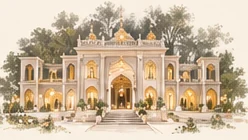 Illustration representing an ornate wedding venue